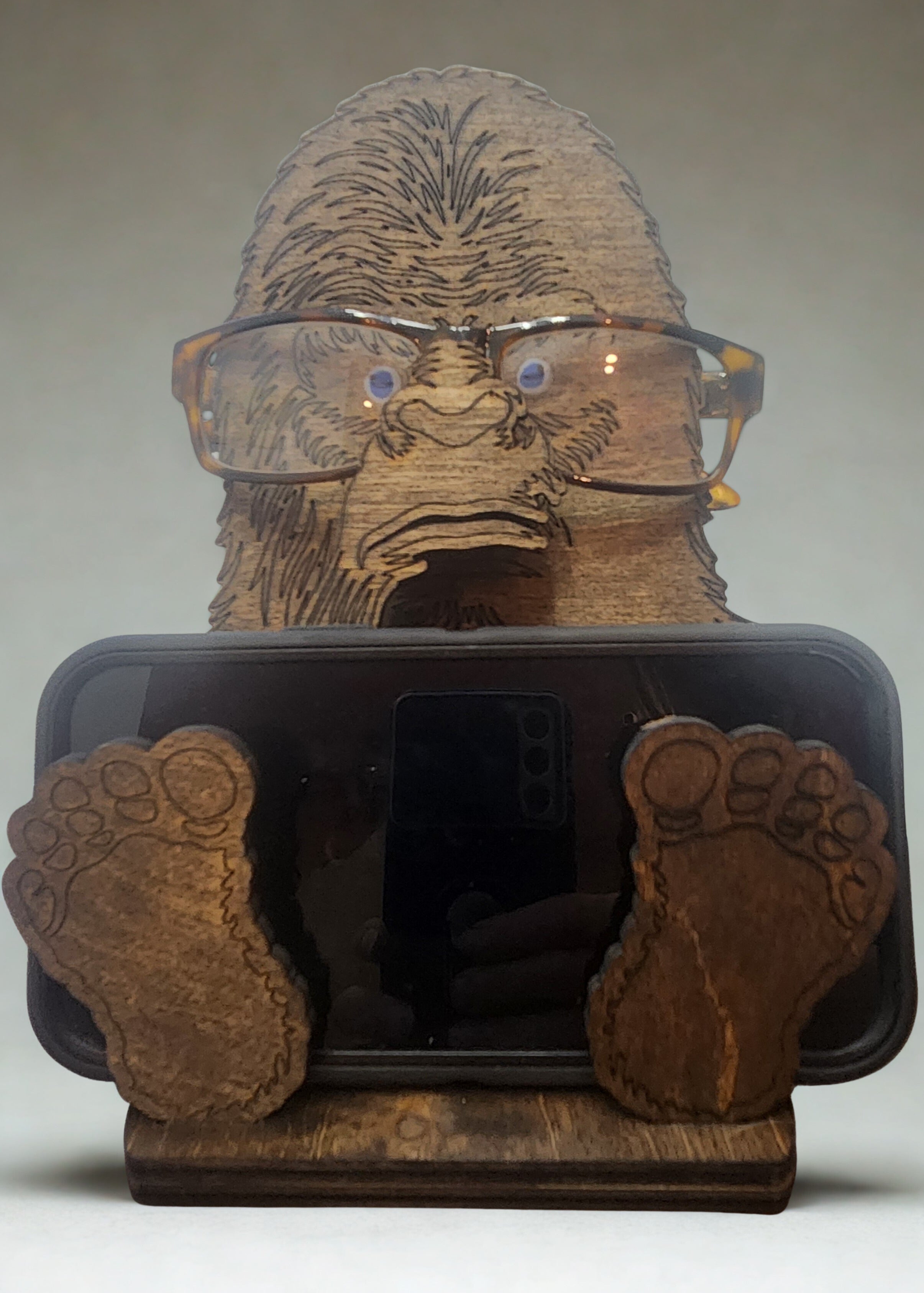 Bigfoot Eyeglass Holder Docking Station – Handcrafted Wooden Stand