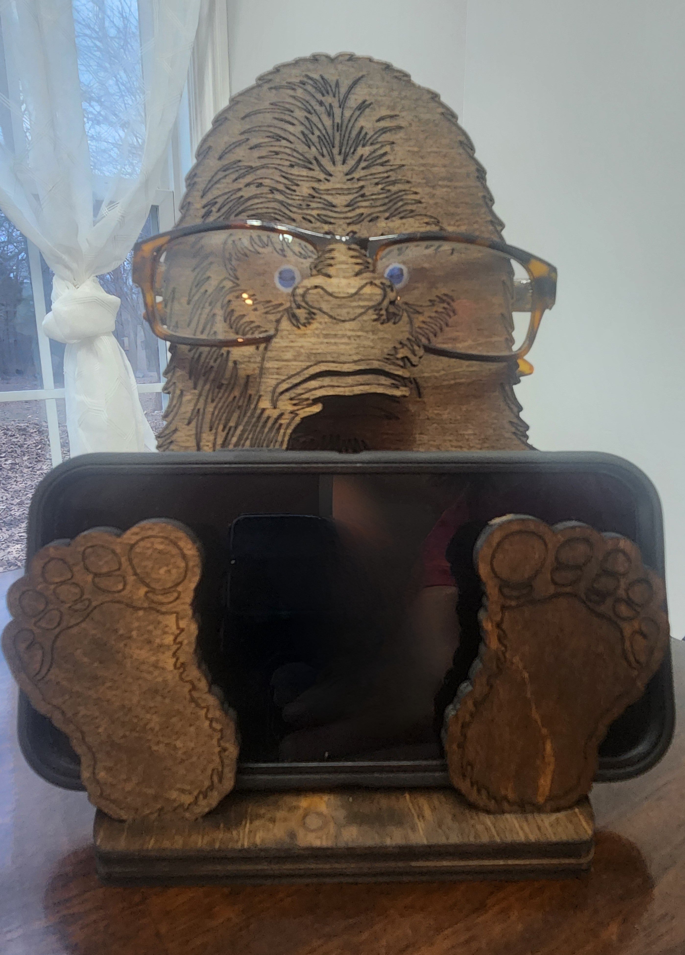 Bigfoot Eyeglass Holder Docking Station – Handcrafted Wooden Stand