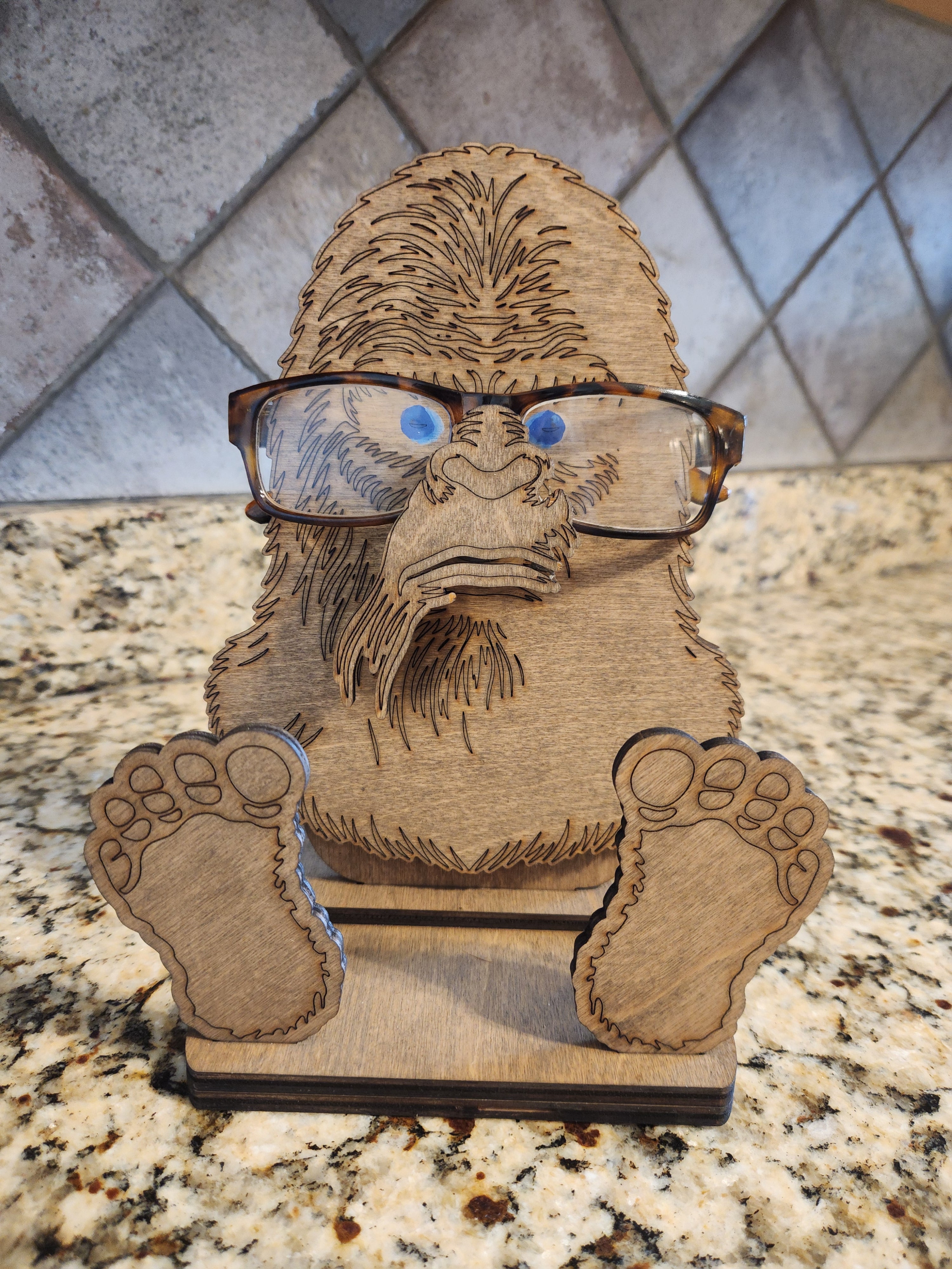 Bigfoot Eyeglass Holder Docking Station – Handcrafted Wooden Stand