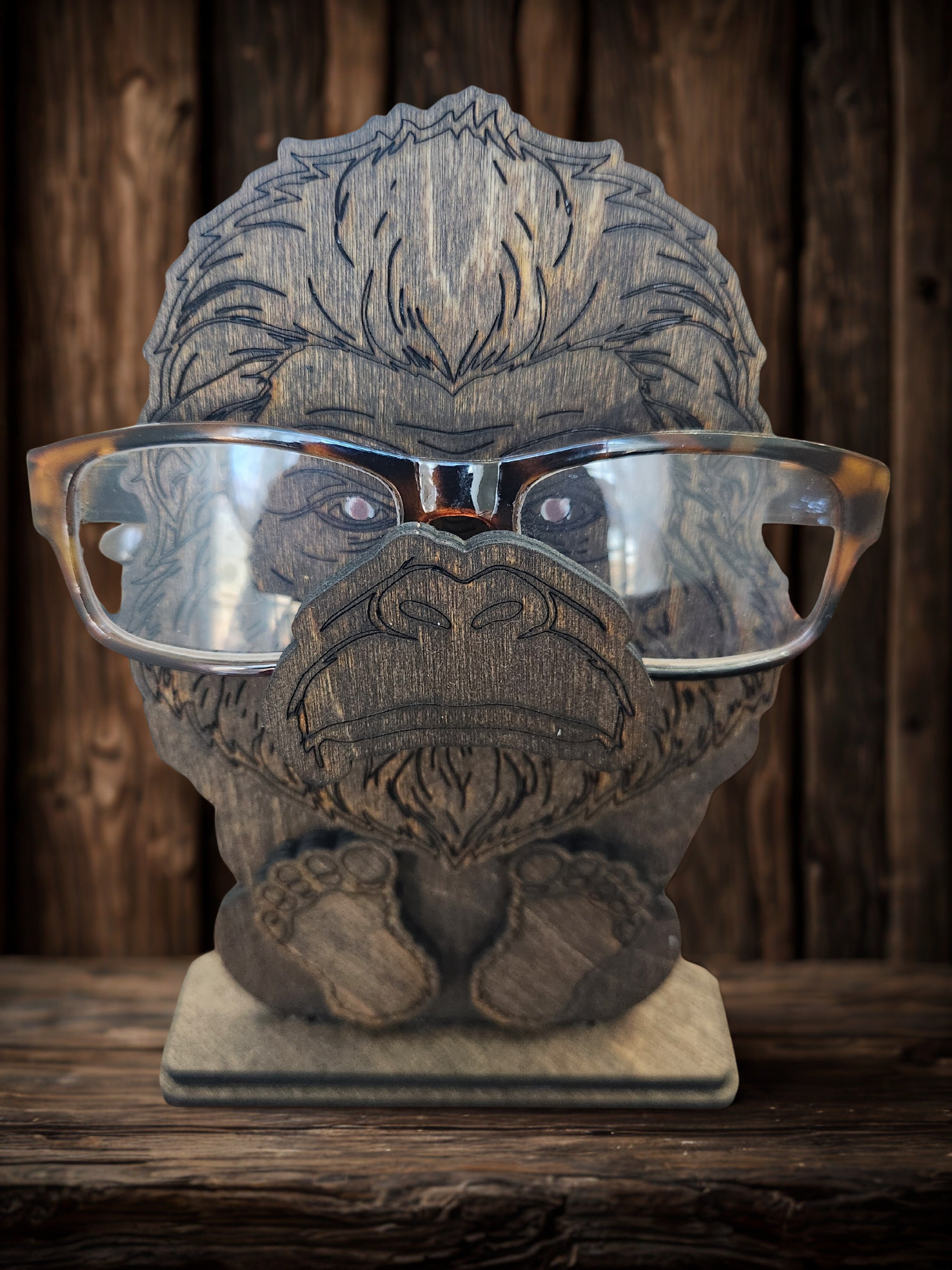 Bigfoot Eyeglass Holder – Handcrafted Wooden Stand