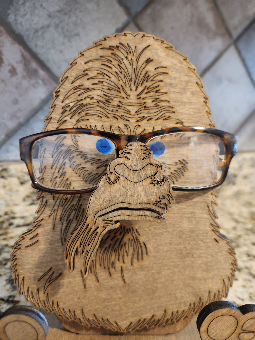Bigfoot Eyeglass Holder Docking Station – Handcrafted Wooden Stand