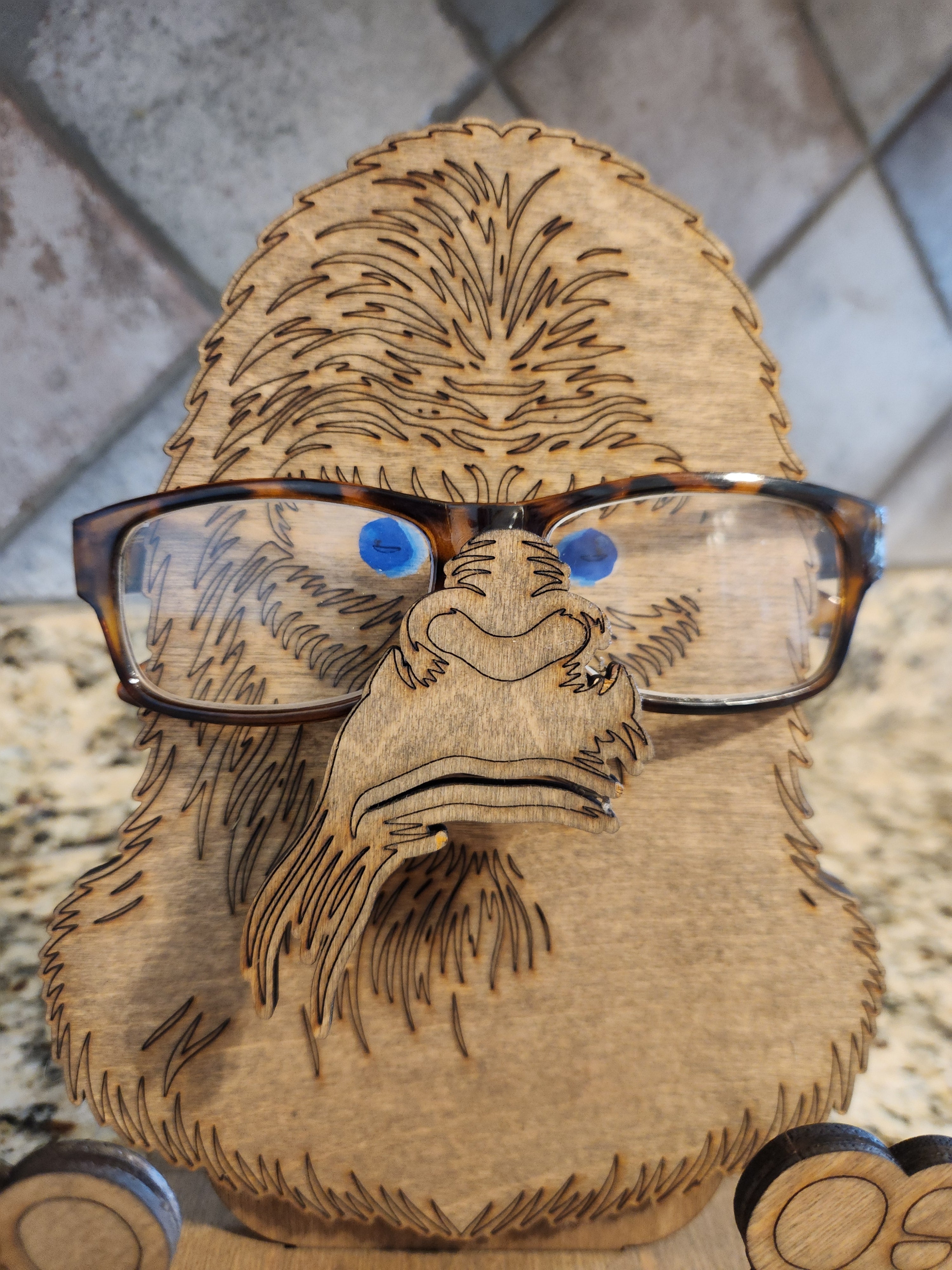 Bigfoot Eyeglass Holder Docking Station – Handcrafted Wooden Stand