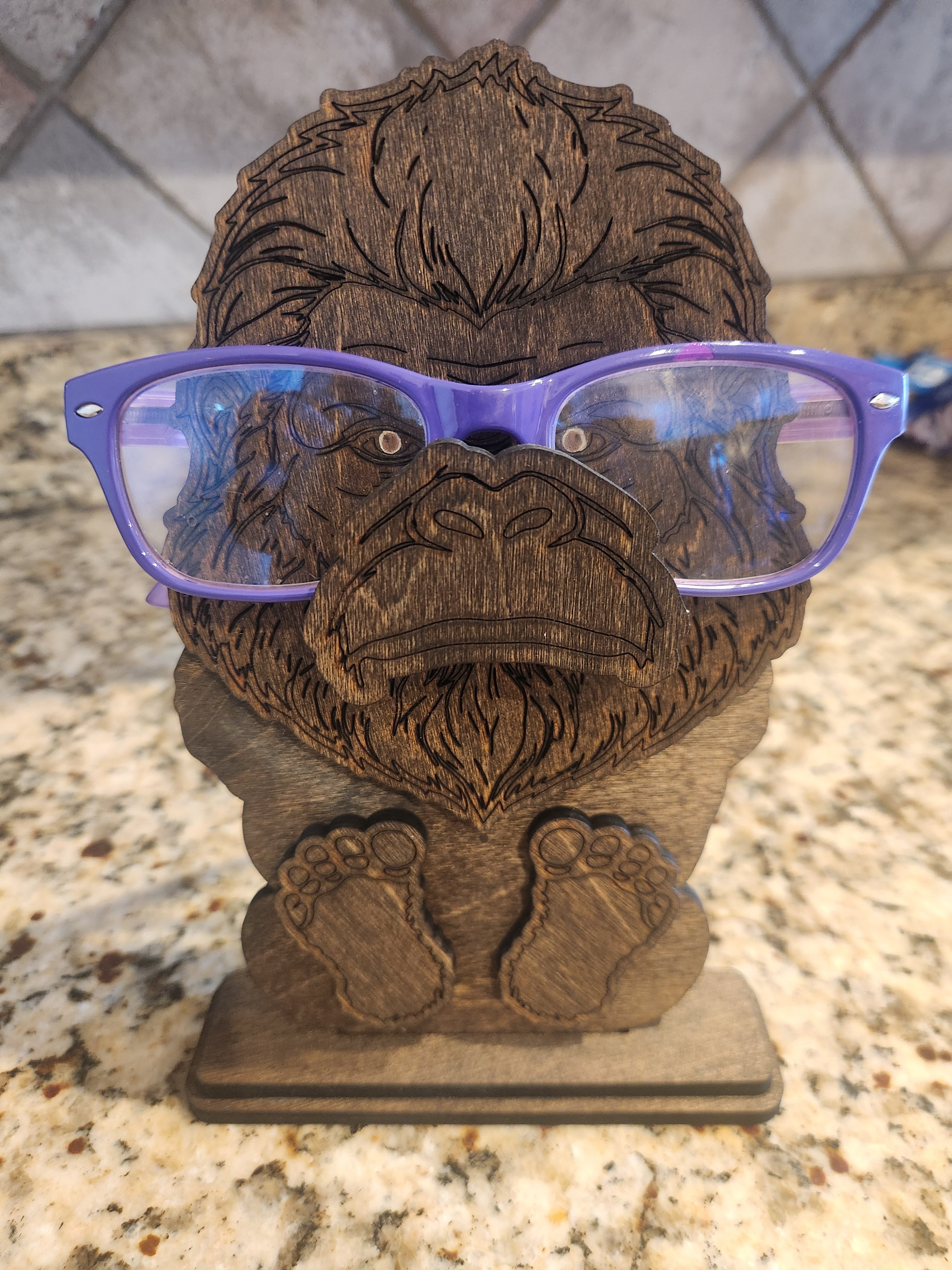 Bigfoot Eyeglass Holder – Handcrafted Wooden Stand
