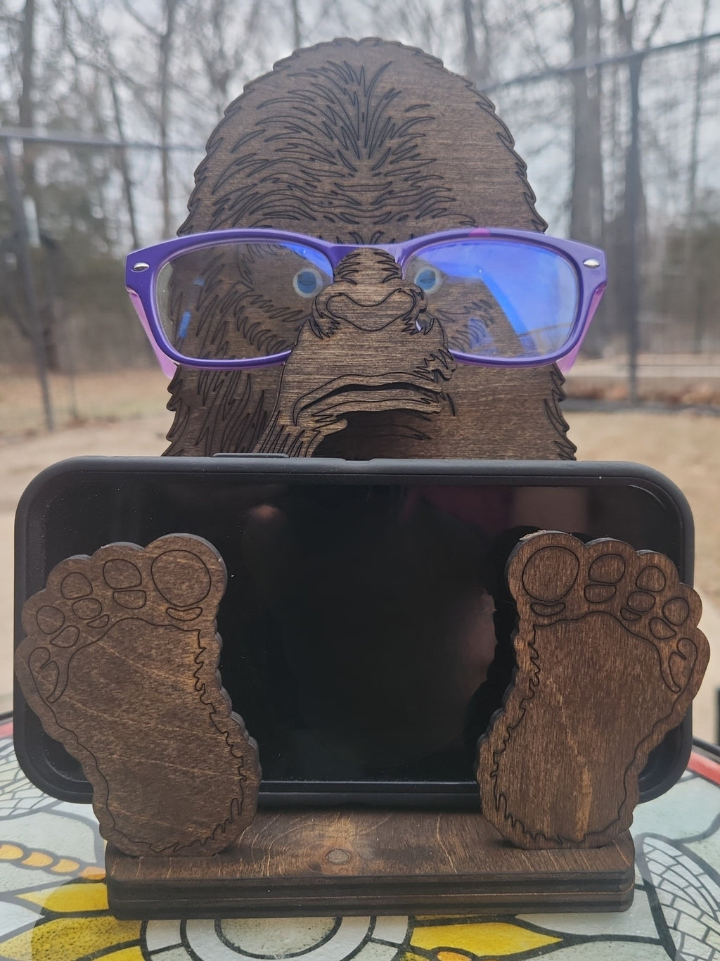 Bigfoot Eyeglass Holder Docking Station – Handcrafted Wooden Stand